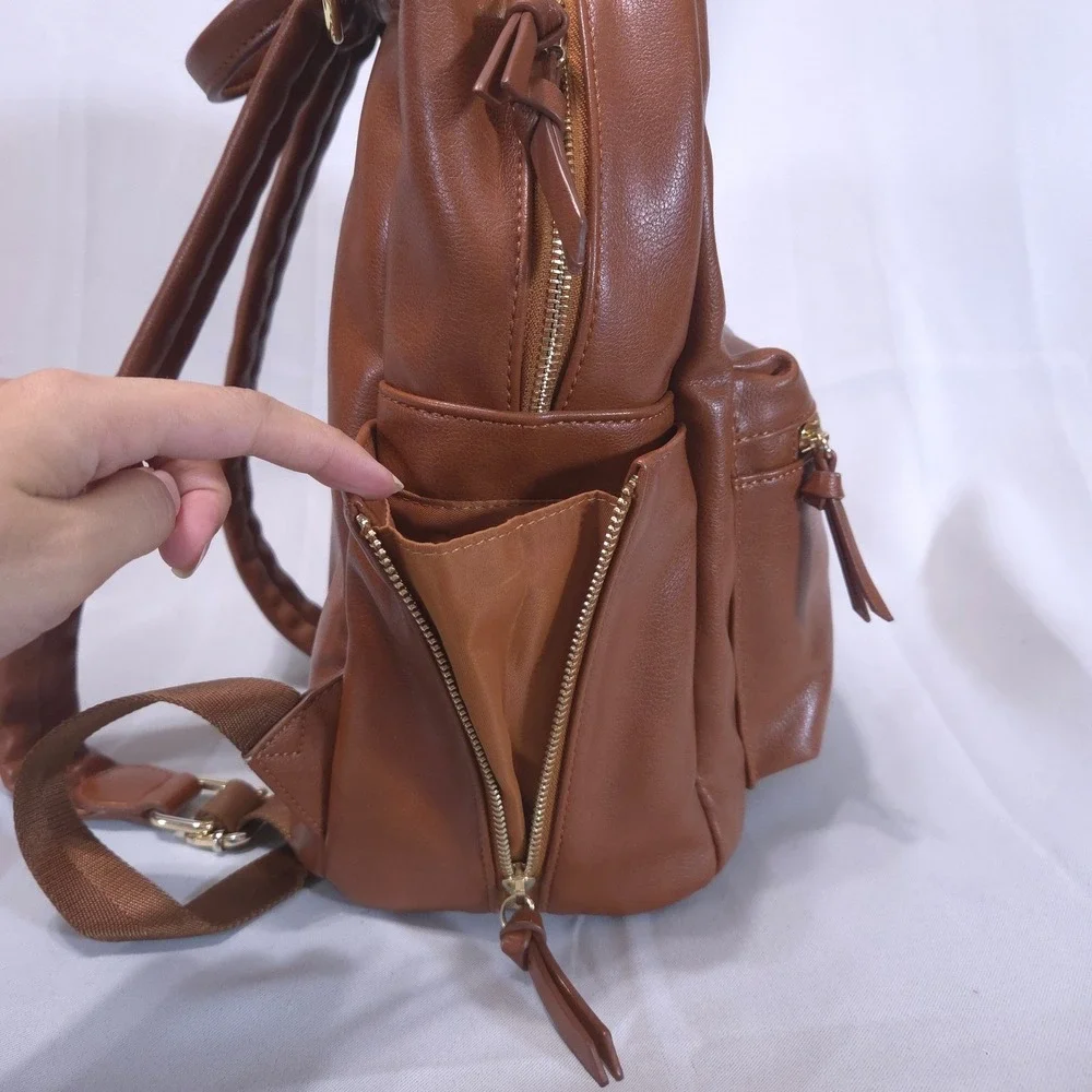 MAEDN All Day Backpack Medium Vegan Leather Saddle Diaper Bag Travel Cottagecore